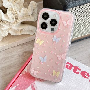 Dopamine Jelly Floral Bow 16Promax Phone Case for Apple 15 Pink Puppy 14 Protective Case