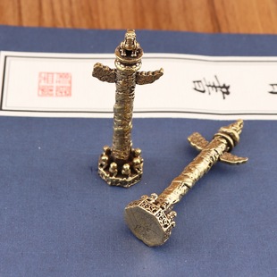 Brass Vintage Distressed Tiananmen Square Huazhu Home Ornaments Decorative Office Desktop Ornaments Play Pieces