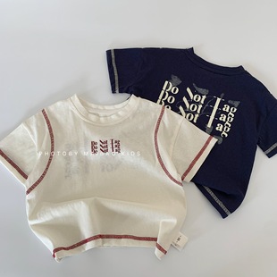 Mai Bao Children Летняя футболка с короткими рукавами 2025 новая корейская версия мужской и женской детской рубашки свободного иностранного стиля летняя рубашка детская одежда прилив