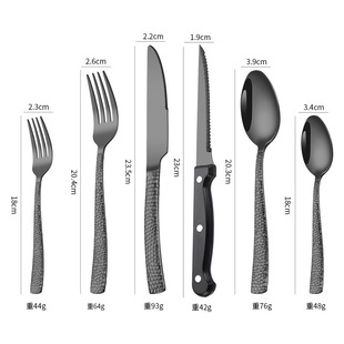 Cross-border Stainless Steel Water Cube Tableware Knife, Fork and Spoon 6-piece Hotel Hammer Western Tableware Steak Knife, Fork and Spoon