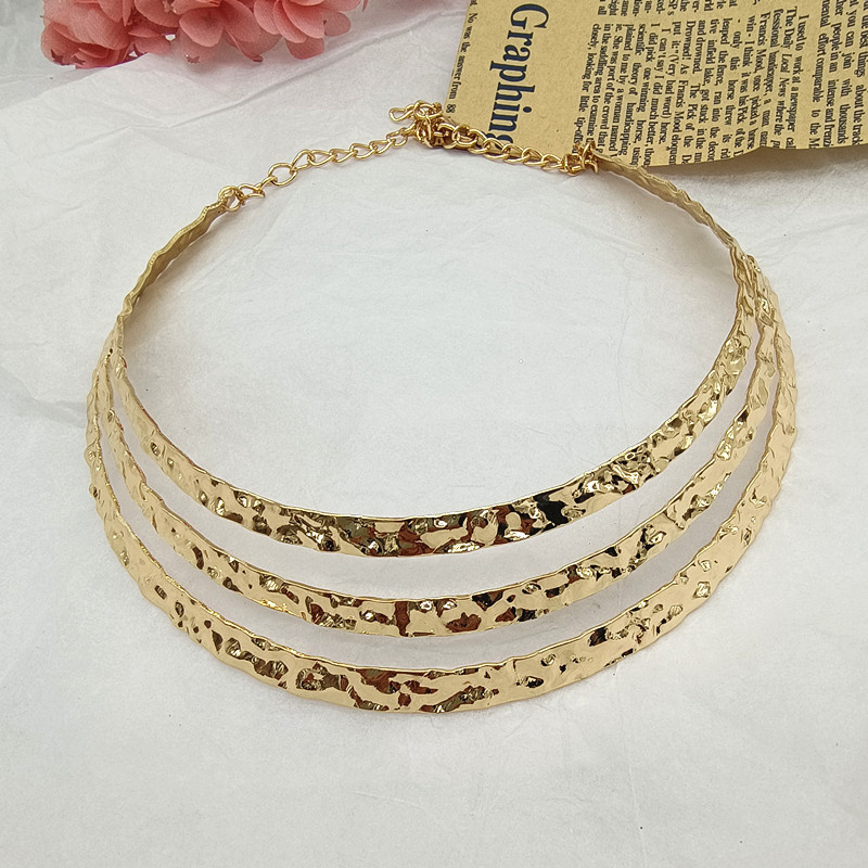 Cross-Border Exaggerated Metal Choker Necklace, European and American Export, Simple Chinese-Style Texture, Punk Decorative Necklace Jewelry, Geometric Short Style
