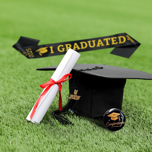 ClassOf2025IGRADUATED European and American Graduation suit Three-Piece Shoulder Ribbon Bachelor Hat Medal