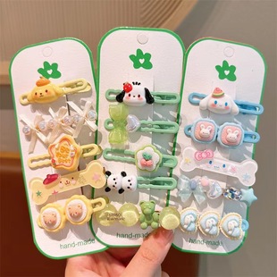 Kuromi Kidsren's Colorfulful Hairpin Sanrio Cartoon Hairpin Cute Girl Bangs Side Clip Broken Hair Duckbill Clip