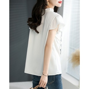 2024 Summer New Solid Color Lotus Leaf Collar Shirt Women's Seven Rice No.6 Shop Lightweight Elegant Sleeveless Shirt