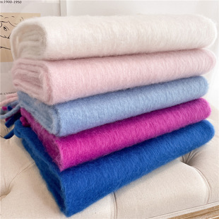 Winter Warm Solid Color Scarf Solid Color All-match Winter Warm Long Tassel Scarf for Couple