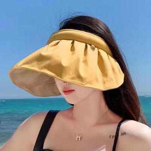 Shell sunscreen cap women's UV-resistant black rubber sunshade folding headband sun hat small head circumference full face sunscreen
