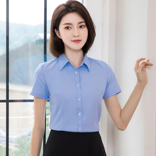 White workwear shirt short sleeve women's summer new business wear thin formal wear plus size opaque white shirt workwear