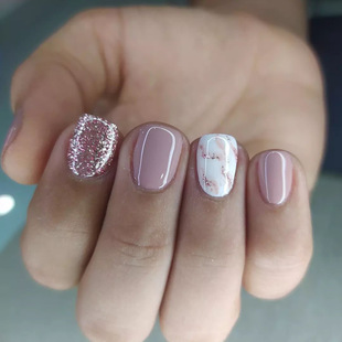 ins fresh manicure nail piece light purple sweet glitter fake nail patch short manicure wear nail