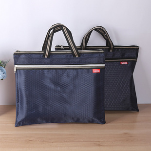 Thickened portable briefcase information bag double zipper bag canvas business briefcase double-layer office meeting File Bag