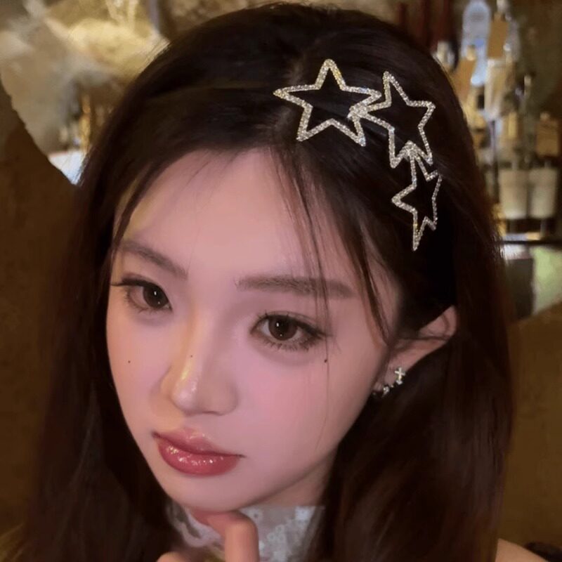 Y2K Hollow-Out Sparkling Five-Pointed Star Headband 2025 Sweet Cool Headband Hair Clip Versatile Hair Accessory Bow Hair Ornament
