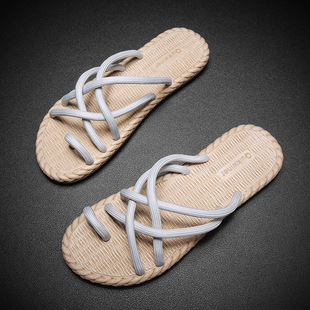 2025 New Beach All-match Thick Bottom Casual Fashion High-end Woven Flat Flip-flops Summer Slippers for Men