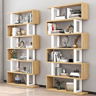 Creative Wall Bookshelf Storage Rack Modern Simple Living Room Floor-standing Elevated Partition Storage Display Shelf