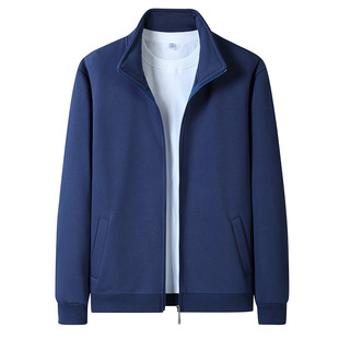Heavy 400g2022 autumn and winter new men's stand collar cardigan fleece-lined sweater Open men's pocket zipper coat