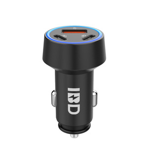 3-Port Pd20W+Qc18W Fast Car Charger USB C Port Metal Led Lamp Ring Car Charger Customization