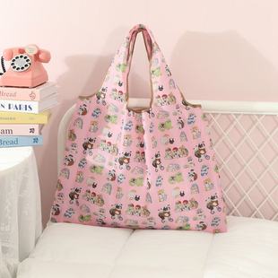 New in stock 210D Japanese Style Cartoon Shopping Bag Folding Eco-friendly Tote Doll Oversized Shopping Bag