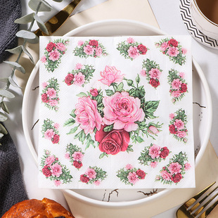 Baked Wheat Printing Workshop Taibao Western Restaurant Facial Tissue Colorfulful Tissue Leaves New Napkin Suitable for Happy Words