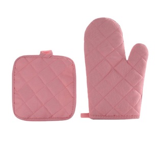 Fresh Simple Full Edition Cotton Linen Cashew Flower Microwave Gloves Mat Kitchen Baking Gloves Heat Insulation Set