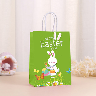 Easter Bunny Gift Bag Happy Easter Paper Bag Cross Border Holiday Decorative Bag in stock