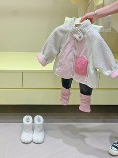 Girls winter cotton-padded jacket coat 2024 new Korean version of little girl cotton padded padded fleece-lined leggings winter