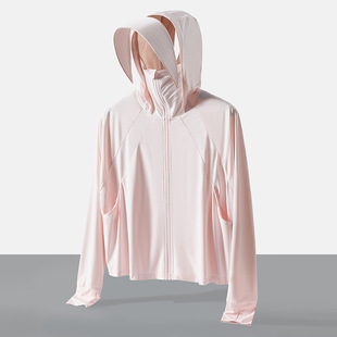 UPF50 + big brim detachable hooded ice silk sunscreen thin breathable sunscreen UV protection sunscreen clothing