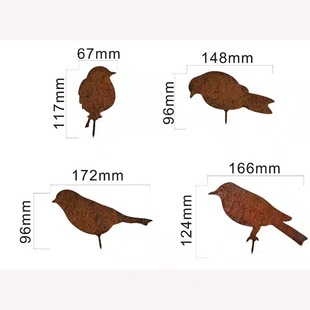 Spot Rusty Four Birds Metal Silhouette Plug-in Courtyard Garden Decoration Five Birds Rusty Iron Ornaments