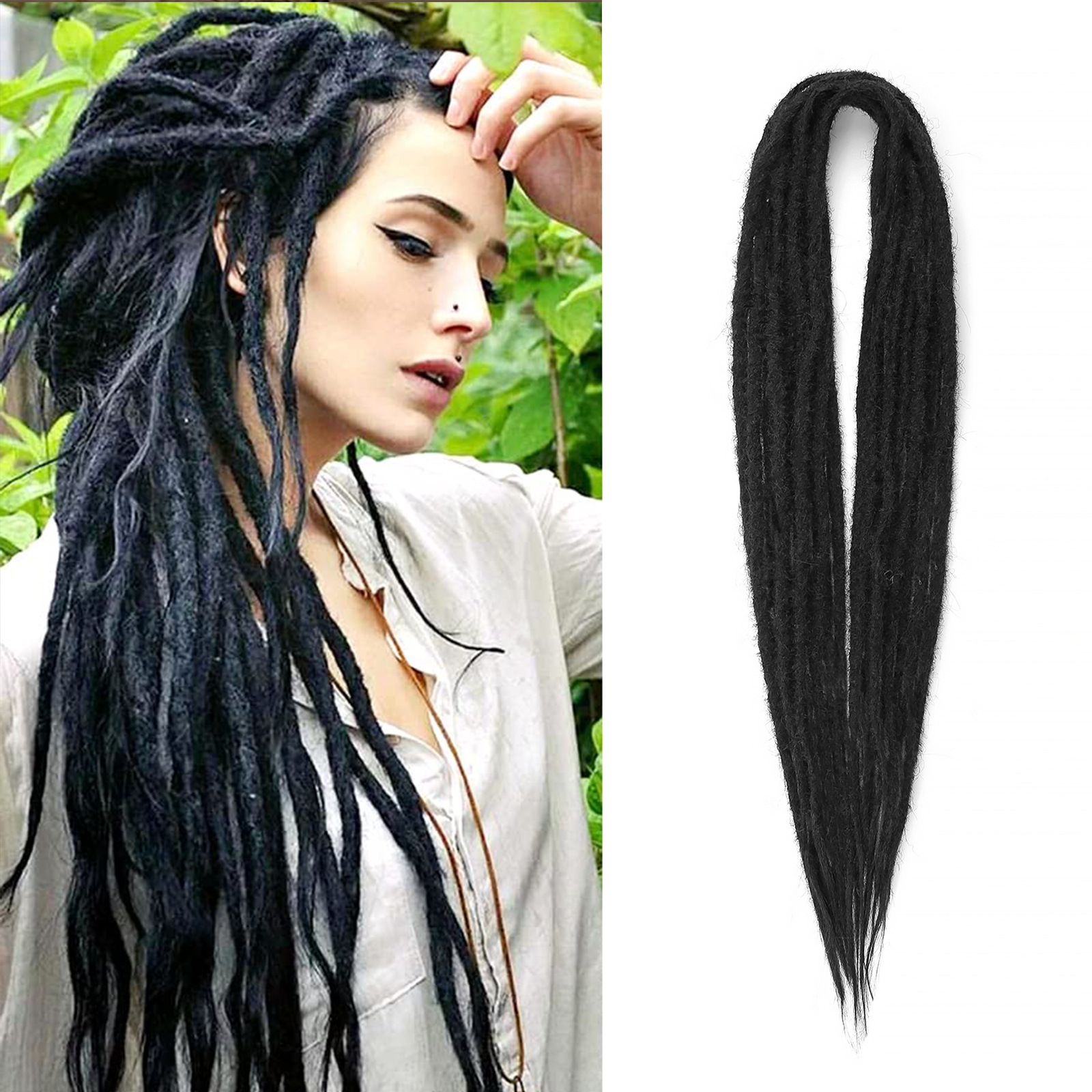 Amazon's Best-Selling Hip-Hop Reggae European and American Black Double-Tailed Dreadlocks Super Long Single Strap Simulated Braided Style
