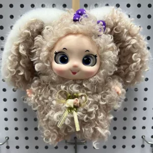 Мягкая игрушка заяц с кудрявыми ушами брелок-подвеска