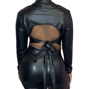 LD81096 Spring New European and American Women's Independent Station ebay Backless Strap Buckle Leather Top Spot