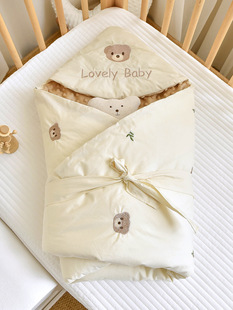 Newborn baby quilt pure cotton autumn and winter thickened baby delivery room swaddling comfort peas out windproof quilt