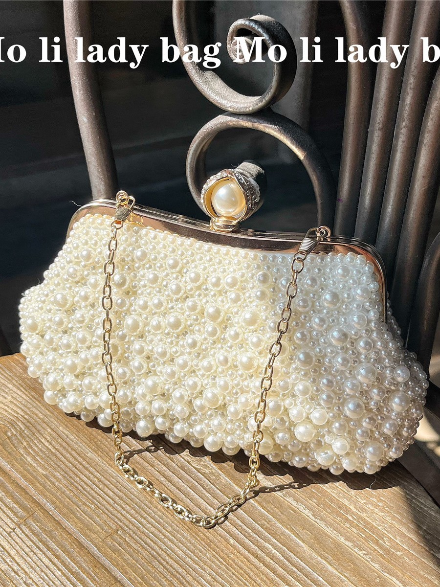 New pearl-embellished cheongsam handbag, crossbody bag, women's bag, retro Hanfu beaded bag, elegant dress bag, niche bag.