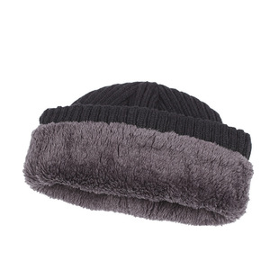 Winter Men's Wool Hat fleece-lined Thickened Knitted Hat Youth Ear Protection Warm Cold-proof Cap Outdoor Ski Cap