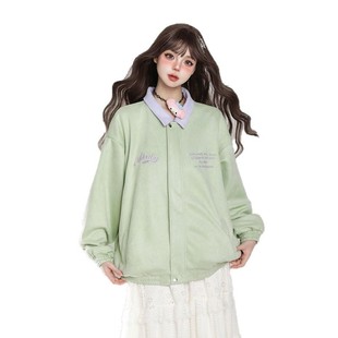 Spring Suede Baseball Suit Coat Girls Autumn and Winter 2025 New Korean Sweet Girl Wear Casual Loose Jacket