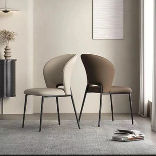 Nordic Light Luxury Designer Home Dining Chair Chair Dining Table and Chair Simple Leather Backrest Chair