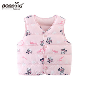 Babu beans full print children's printed thin vest autumn and winter warm vest cute cartoon Korean children's cotton vest