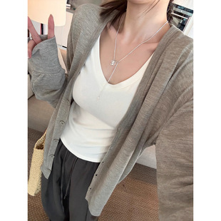 3218 # superniniyy холодный и расслабляющий кардиган ленивый свободный, тонкий солнцезащитный кардиган топ для женской весны