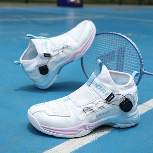 Badminton Shoes Men's and Women's Professional Sneakers Non-slip Shock Absorbing Breathable Men's sneaker Tennis Training Shoes Rotating Buckle