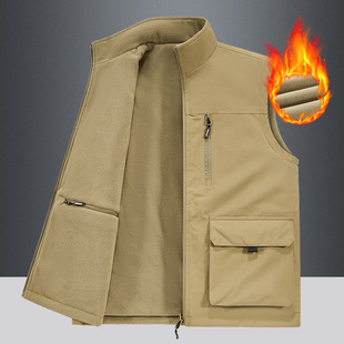 Autumn and Winter New Cross-border Double-sided Wearable Vest Men's Casual Stand Collar Vest Men's Multi-pocket Fishing Vest