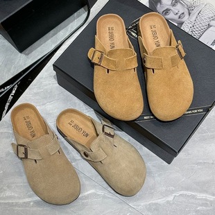 2024 New Women's Autumn Retro Comfortable Birkenan Shoes Casual Semi-trawl Popular Slip-on Durable Baotou Slippers