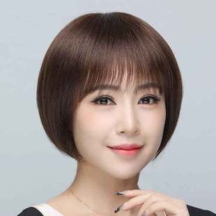 Wig Real Hair Full Real Person Hair Bobo Head Wig Women's Full Head Cover Short Hair Middle-aged and Elderly Women's Mother Wig Cover in stock