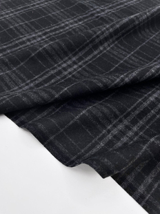 Soft skin-friendly gray contrast plaid pure wool tweed fabric autumn and winter suit coat designer fabric