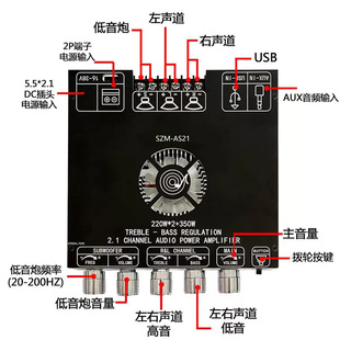ZK-AS21 Bluetooth усилитель цифровой модуль TPA3255 высокий и низкий тон сабвуфер 220W * 2 350W