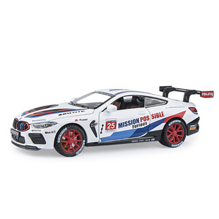 Boxed simulation 1: 32 BMW M8 GTE track version alloy sports car model ornaments shaking voice live generation