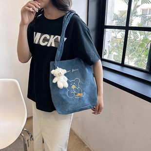 Spring and Summer New Artistic Corduroy Bag Women's Shoulder Handbag College Style Student Handbag Corduroy Women's Trendy Bag