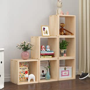 ✅Pine Bookcase Creative Plaid Solid Wood Desktop Bookshelf Free Combination Picture Cabinet Toy Cabinet Floor Locker