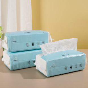Factory in stock direct disposable face towel withdrawable thickened EF pattern cotton soft cleansing face towel wet and dry