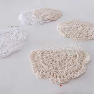 South Korea hand-woven crochet cup mat insulation mat lace crochet hollow cup mat tie flower