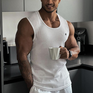 FATHER SONS Summer New Men's Vest Sports Fitness Running Training Quick-drying Breathable Sleeveless T-shirt