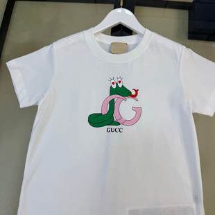 2025 new children's T-shirt big children's cotton cartoon printing round neck design correct version of foreign trade INS