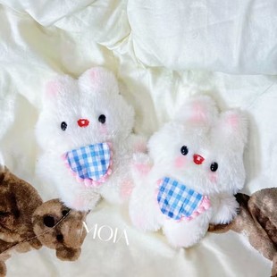 Cartoon Plush Blush White Rabbit Doll Doll Cute Rabbit Bag Decorative Pendant Brooch Accessories Keychain