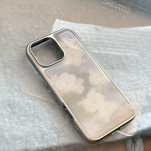 Ins туманный белый цветок применяется 16 яблоко 15pro max чехол для телефона iphone14 капель клея 13 художественный ветер 15 жесткий